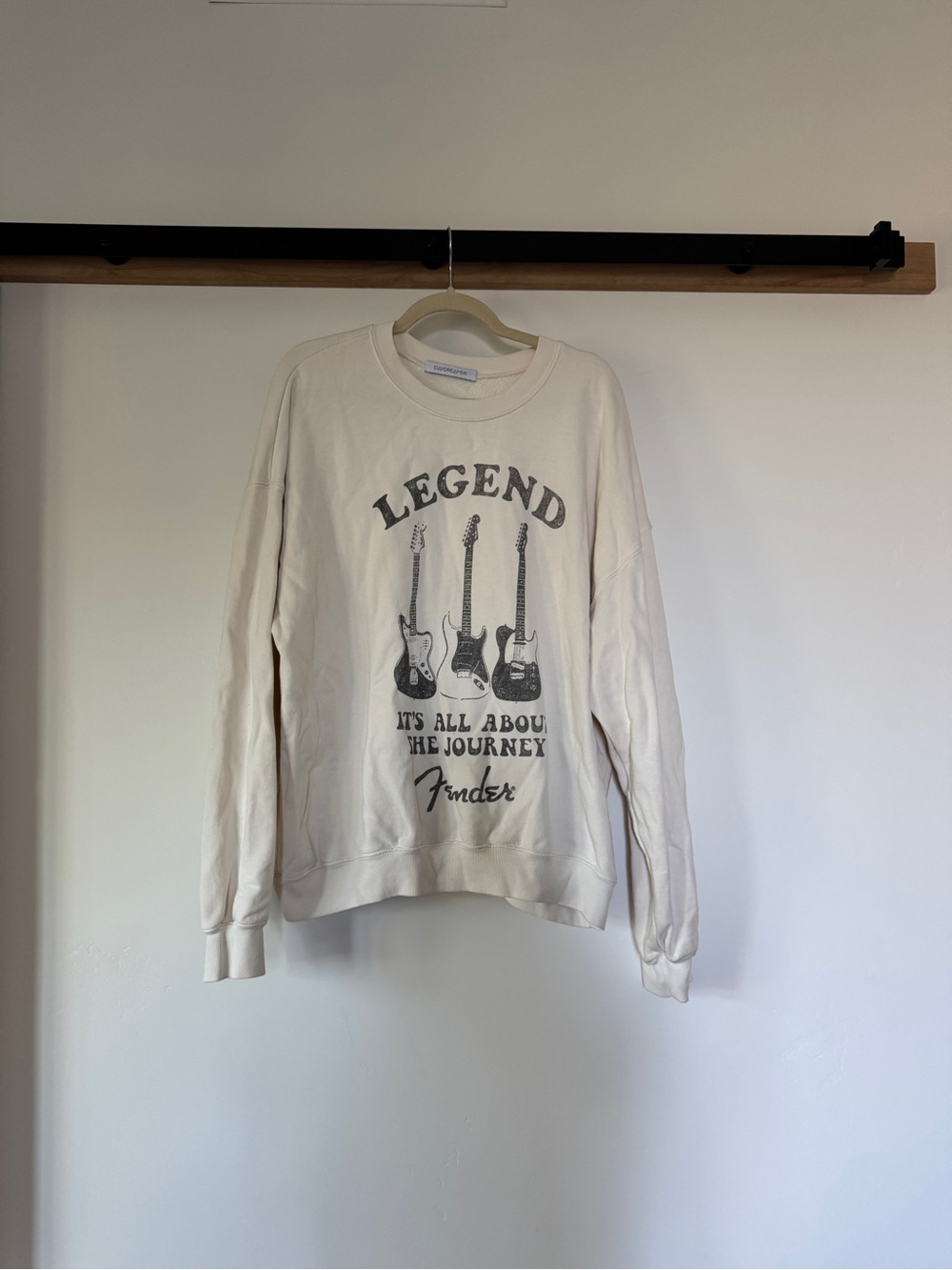 Fender Cream Sweatshirt with Black Guitar Graphic